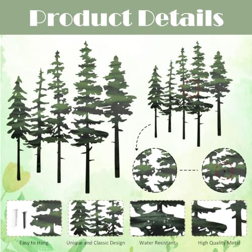ESTART Metal Pine Tree Wall Art, Metal Tree Wall Decor - Image 6
