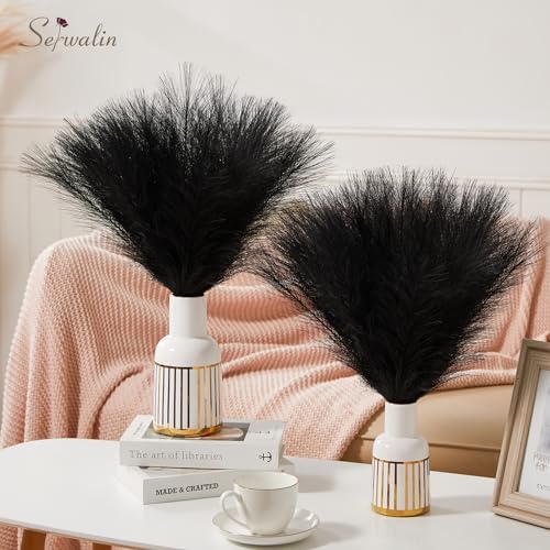 Serwalin 60PCS 17.7" Black Faux Pampas Grass Decor for Vase Filler Home - Image 3