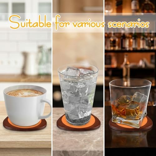 Newtay 6 Pcs Mid Century Modern Coasters Wood Absorbent Coaster, Colorful - Image 2