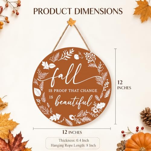 Fall Decorations for Home, Minimalist Fall Wooden Door Sign - Image 2