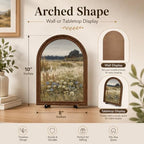Rustic Farmhouse Tabletop Decor Sign, Arched Wooden Frame Wildflower Meadow Artwork for Desk Shelf Display, Soft Floral Landscape Accent, Gift for Home Decor Lovers - Image 6