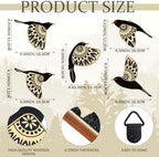 Barydat 5 Pcs Wooden Bird Wall Art decor folk Birds art Decor,Black - Image 2