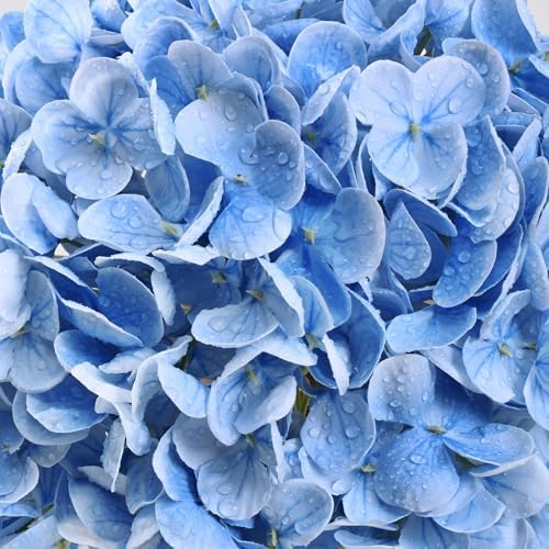 6 Pcs Real Touch Hydrangea Artificial Flowers, 21" Latex Fake Flowers, Blue - Image 4