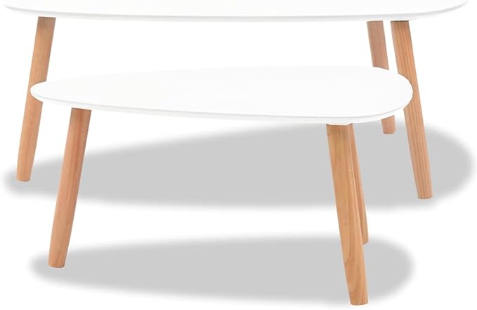 Gecheer Scandinavian Style Solid Pine Wood Coffee Table Set - Image 8