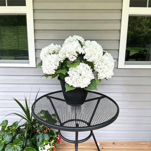 4 PCS White Hydrangea Artificial Flowers, Latex UV Resistant Fake Flowers - Image 4