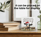Christmas cows Home Bathroom Decor Sign - Farmhouse Western Christmas Animal Bathroom Decor,Rustic Farm Animal He Sees You When You're Pooping Signs,cows Gifts for Women - Image 3