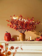 Anna's Whimsy 8 Pcs Artificial Plants Indoor,Thanksgiving Artificial Eucalyptus Stems and Fake Babys Breath Flower Fall Decorations Fall Leaves for Fall Home Decor - Image 6
