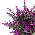 Artificial Plants Fake Lavender Plastic Flowers Faux Shrub Simulation Greenery Leaves Bushes for Indoor Outdoor Home Decor Garden Office Yard Verandah Wedding Decoration Planting Filler Fuchsia 8 Pack - Image 4