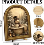 Christmas Bathroom Decor Vintage Winter Snowman Wall Art Sign Table Decor - Image 2