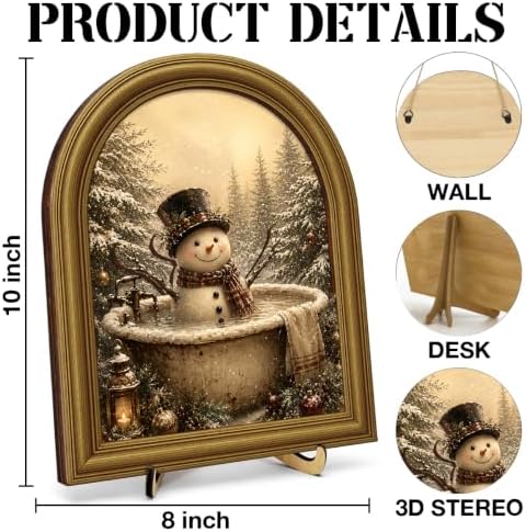 Christmas Bathroom Decor Vintage Winter Snowman Wall Art Sign Table Decor - Image 2