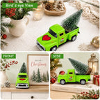 Christmas Green Truck Decor, 4.9 Inch Vintage Metal Pickup Truck with Christmas Tree, Mini Farmhouse Holiday Tabletop Decoration for Tiered Tray, Kitchen, Living Room and Christmas Centerpiece - Image 4