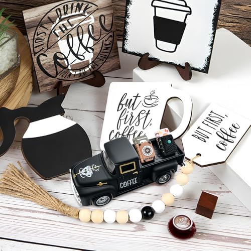 Coffee Decor for Coffee Bar Vintage Metal Truck Decor, Black - Image 7