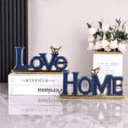 Love Sign Decor,Blue and Gold Room Decor Aesthetic, Knick Knack Shelf,Gold Bird Decor, Boho Bookshelf,Abstract Gold Statue,for Living Room,Bedroom, Contemporary Tv Stand Set of 2 (2, Blue) - Image 2