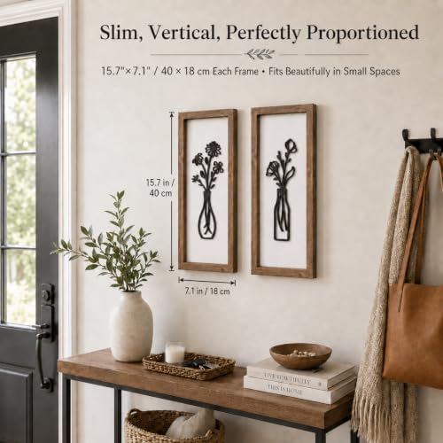 pechpell 3D Wooden Flower Bathroom Wall Art Framed Set of 2 - Image 3