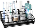 HapiRm Toothbrush Holders for Bathroom - 5 Partitions Bathroom Counter Organizer with Instant Drying Stone, Stainless Steel Countertop Storage Electric Toothbrush Toothpaste Holder - Black by HapiRm