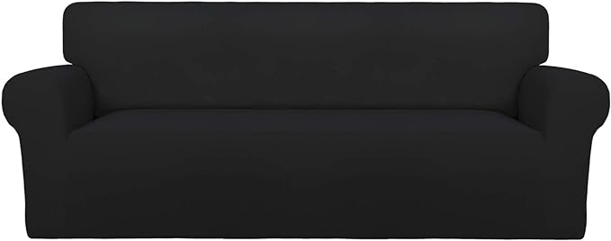 PureFit Stretch Couch Covers for Sofa Large Sofa Slipcovers Black | 1-Piece by PureFit