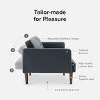 mopio Aaron 76.8" Couch, Small Futon Sofa Bed, Mid Century Modern Futon Couch - Image 4