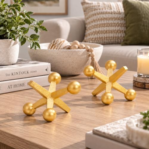 4 Inch Gold Jacks Decor Set of 2 - Image 3