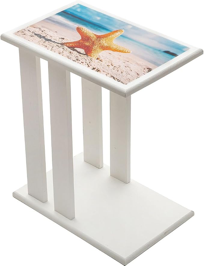 BLACK FOREST DECOR Starfish & Shells Wood Side Table - Image 3