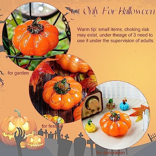 Blown Glass Pumpkin Figurine Orange Crystal Harvest Fall Thanksgiving Decor - Image 6