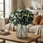 6Pcs 13" Blue Green Silk Hydrangea Artificial Flowers - Image 6