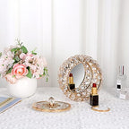 Hipiwe Crystal Jewelry Trinket Box with Glass Lid Large Gold Mirrored Treasure Box Decorative Jewelry Box Ring Earrings Necklace Storage Keepsake Box Gift for Women - Image 5