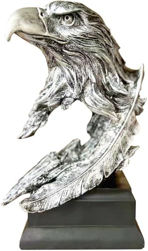 H&W Silvery Bald Eagle Figurines, USA's National Emblem, Statue Decoration by HW