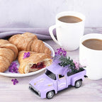 Lavender Metal Truck with Lavender Bouquet Farmhouse Vintage Mini Metal Truck Pickup Farm Tiered Tray Decor for Farmhouse Country Home Elegant Purple Pickup Table Decorations - Image 5