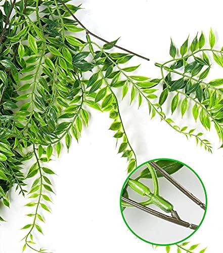 Fake Weeping Willow, Artificial Hanging Plants Plastic Greenery Leaves Plant Faux Vine Hanging Vines Ivy Garland for Home Indoor Outdoor Face Wall Decoration Garden Basket Wedding Party Decor - 4 Pcs - Image 4