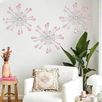 DXYAKY Set of 3 Pink Metal Starburst Wall Art Decor, Rhinestone Crystal Home Decor Accents, 11.8 Inch Decorative Wall Hanging Diamond, Jeweled Sparkle Wall Sculptures for Living Room Bedroom - Image 4