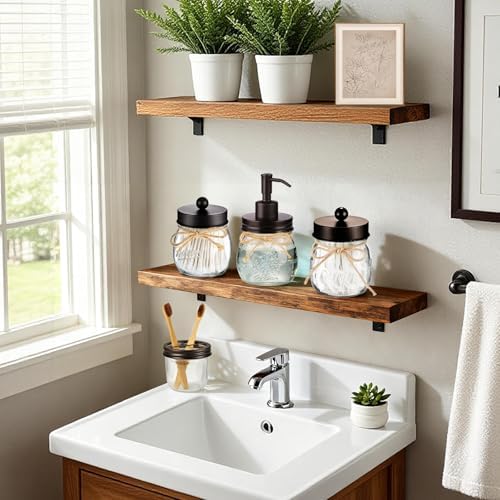 Amolliar Glass Mason Jar Bathroom Accessories Set 4 Pcs (Bronze) - Image 6