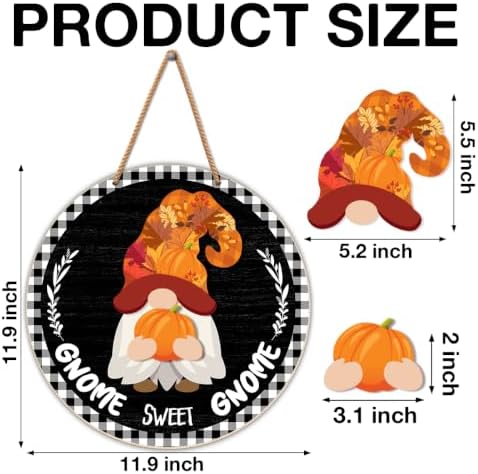 Interchangeable Gnome Welcome Sign Fall Halloween Decoration - Image 2
