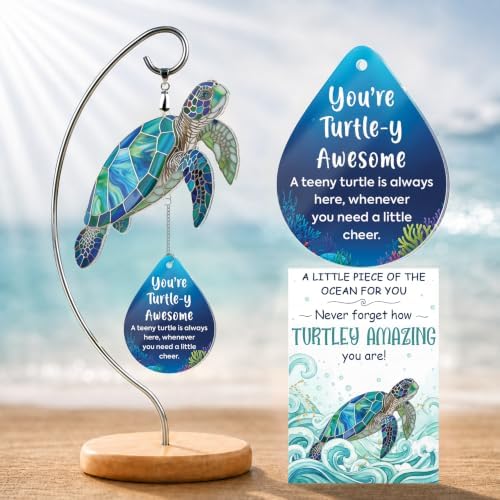 Sea Turtle Christmas Birthday Gifts for Women Men Grandkids - Stocking Stuffers for Teen - Inspirational Stuff Things - Beach Gifts for Mom, Grandma, Daughter, Friendship Presents - Turtle Desk Decor by Hanatoca