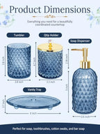 Haturi Glass Bathroom Accessories Set, Navy Blue Bathroom Set, 4 Pcs - Image 2