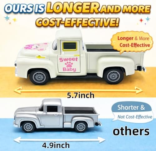 Mini Vintage Metal Truck Decor with Bear and Pink Balloons, 5.7 Inch Farmhouse Pickup Tabletop Decoration, Sweet Birthday Gift for Her, Daughter or Granddaughter, Nursery Shelf Desk and Room Decor - Image 4