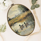 dvhdajed Vintage Mallard Duck Oval Wall Art Decor, Rustic Farmhouse Ducks Framed Canvas Art, Rustic Cottagecore Mallard Duck Oval Wall Hanging Decor for Nursery Bedroom Living Room, 8.7x11.3 Inch - Image 4