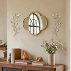 sxnzequnze 2 Set Metal Tree Leaf Wall Art for Home Decor Living Room Bedroom Dining Room Bling Rhinestone, 3D, Iron Branch Hanging Leaf Sculpture Art Pieces -Gold 16.5in*6.7in - Image 2