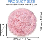 15.7 Inches Mini Pink Round Faux Fur Sheepskin Area Rug, Fluffy Small Circle - Image 2