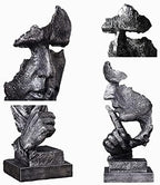 Silence is a Golden Statue Modern Mens Creative Office Home Room Decorations Sculpture Friends Bookshelf Decorative 4.7 x 4.3 x 13.18in(Silver) Modern Home Décor - Image 4