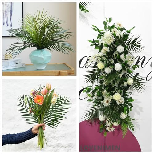 Artificial Palm Leaves Stems Greenery Tropical Palm Leaves 12 Pcs, Faux Monstera Plants for Palm Sunday Flower Arrangement Home Kitchen Table Decor, Wedding Birthday Party Indoor Outdoor Decoration - Image 4