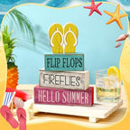 Yuntau 4 Pcs Summer Table Decorations Wood Block Sign Tiered Tray Decor - Image 2