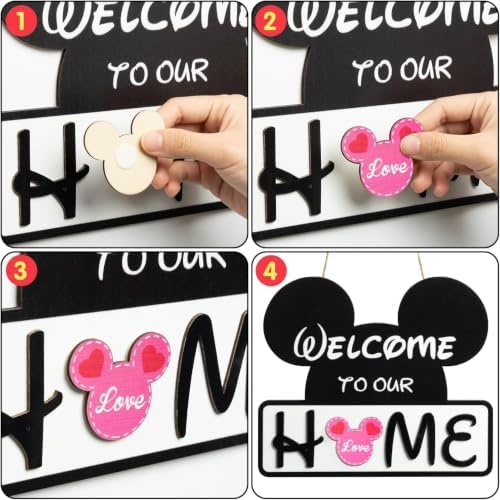 SUPYFD 19Pcs Cute Mouse Interchangeable Seasonal Welcome Door Sign for Front Door Decor, Welcome to Our Home Sign with Interchangeable Holiday Pieces for Farmhouse/Wall/Porch Decor and Housewarming - Image 4