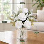 Fake Flowers in Vase, White Rosea Artificial Flowers Arrangement - Image 5