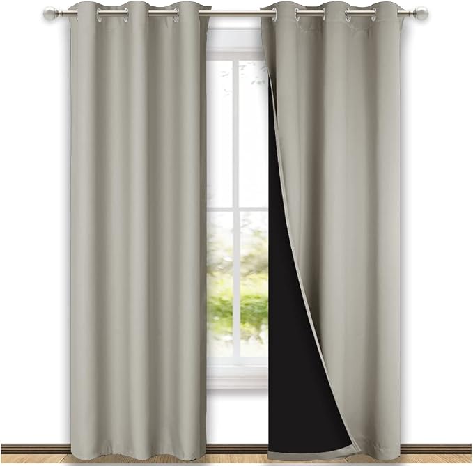 NICETOWN Natural Blackout Curtains 84 inches Long, Full Light Blocking Drapes by NICETOWN