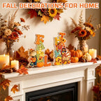 Fall Thanksgiving Table Decor 2 PCS Wooden Fall Scarecrow Turkey Decor - Image 2