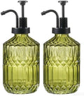 Amolliar 12 Oz Glass Soap Dispenser with Plastic Pump,Green-Black,2 Pack by Amolliar