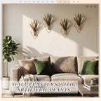 Jexine 4 Pcs Hanging Artificial Planters Wall Decor, Antique Copper, Pampas - Image 4