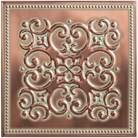 Peel and Stick Metal Backsplash Tiles, Patina Copper, 10-Pack by WallWear