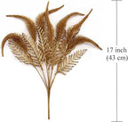Artificial Golden Flowers Decoration, Plastic Grass Faux Boston Fake Fern Gold Leaves Simulation Setaria Bushes Home Indoor Outdoor Garden Wedding Hall Table Planter Filler DIY Christmas Decor 4 Pack - Image 5