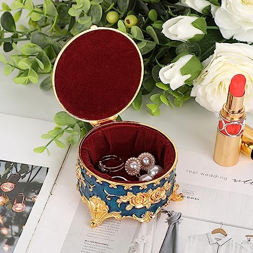 Hipiwe Antique Metal Jewelry Box Ring Earring Treasure Chest Case, Small - Image 4